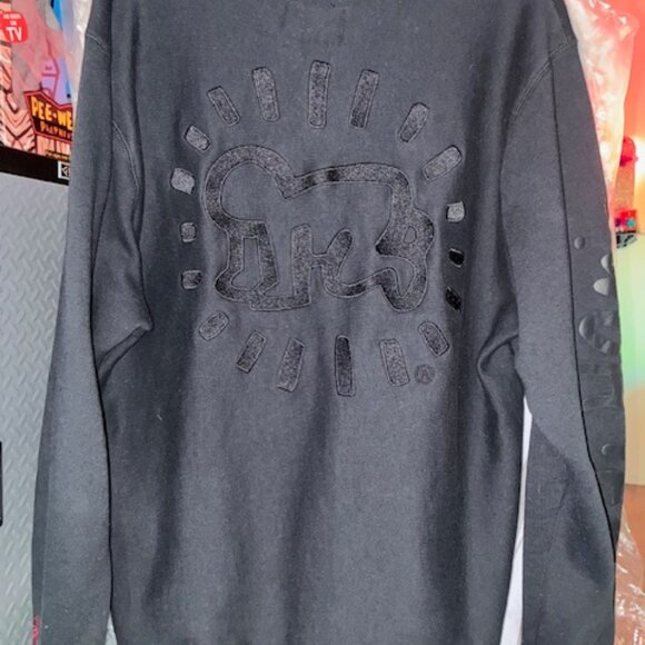 KEITH HARING full matching XL black sweatsuit with giant radiant baby on back!!! - Picture 2 of 9